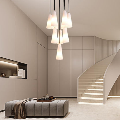 White Porcelain Round Chandelier D18" - Lightings Menu