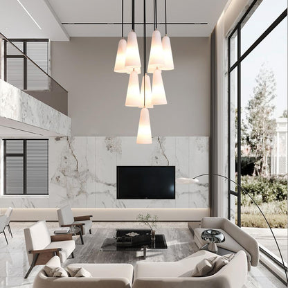 White Porcelain Round Chandelier D18" - Lightings Menu