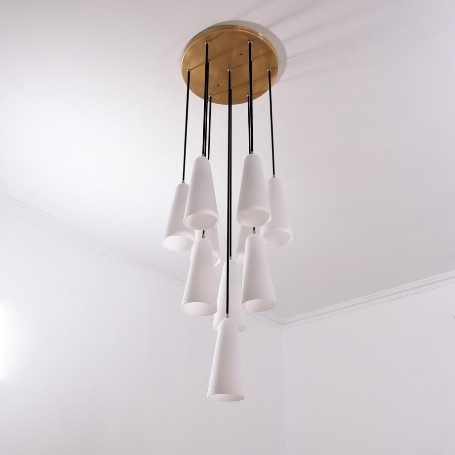 White Porcelain Round Chandelier D18" - Lightings Menu