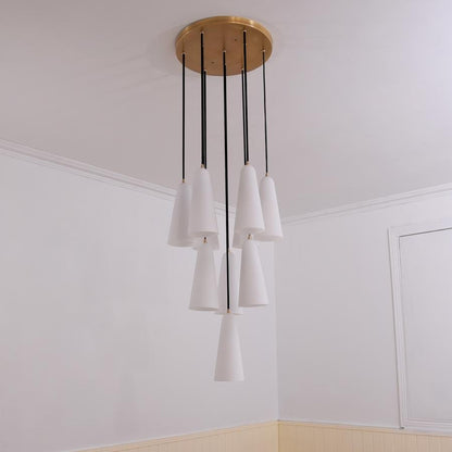 White Porcelain Round Chandelier D18" - Lightings Menu