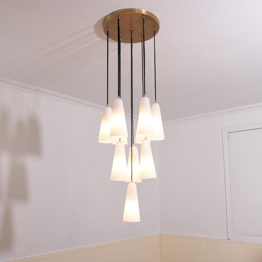 White Porcelain Round Chandelier D18" - Lightings Menu